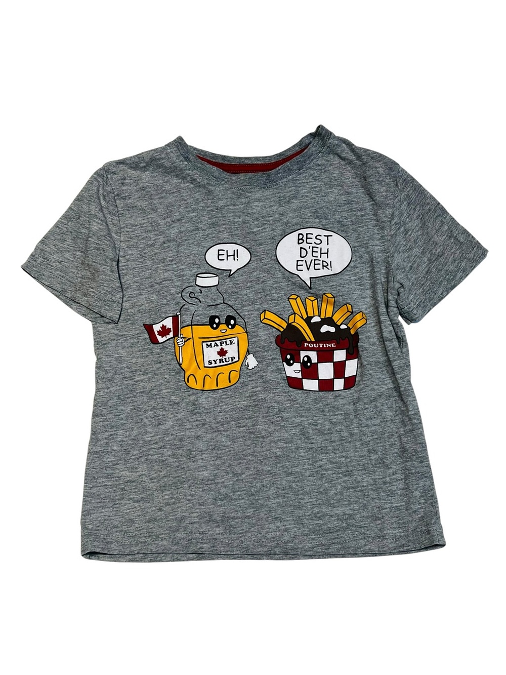 George Grey Kids' Maple Syrup & Poutine Graphic Tee‎ with Yellow & Red Accents